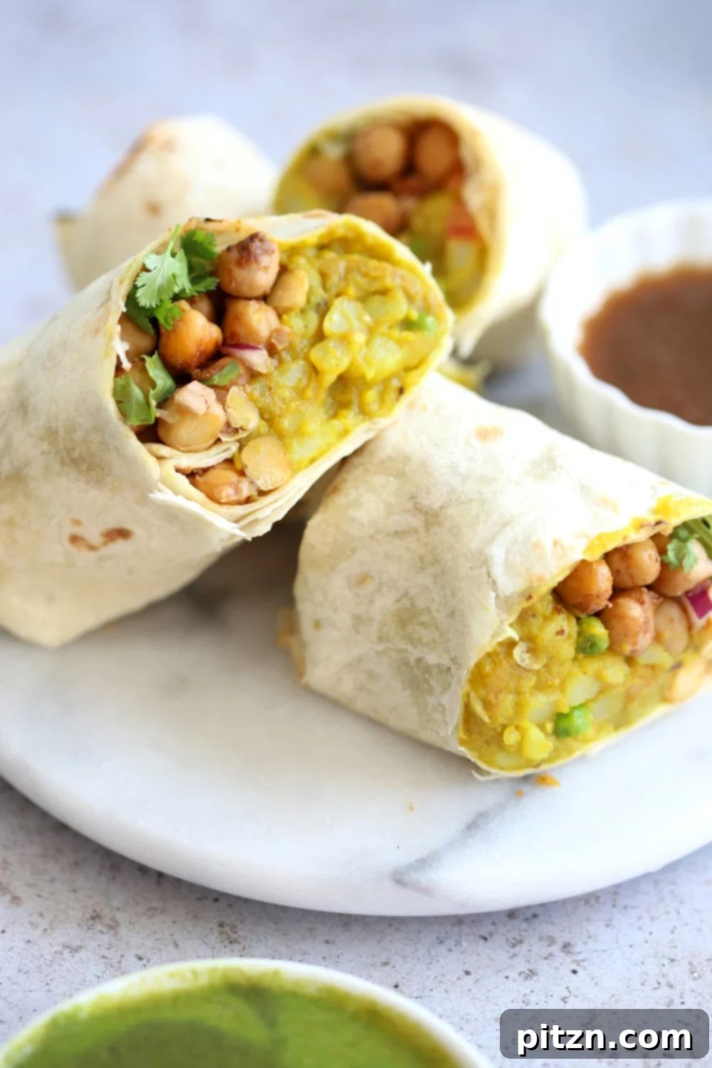 Two Samosa Wraps stacked, ready to be enjoyed