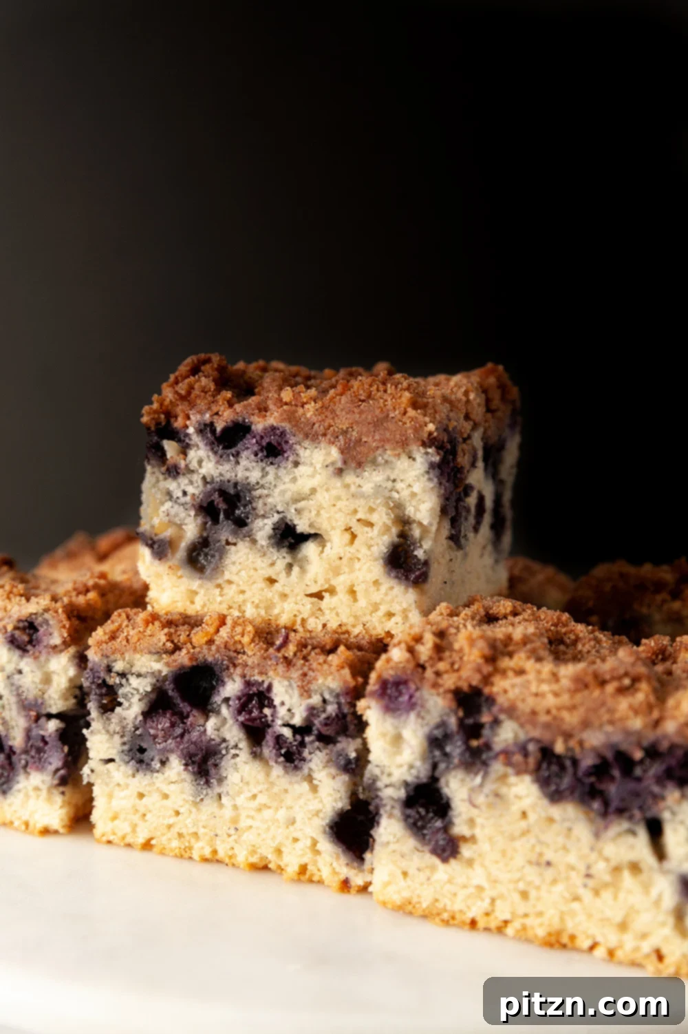 Stacked slices of Vegan Blueberry Buckle