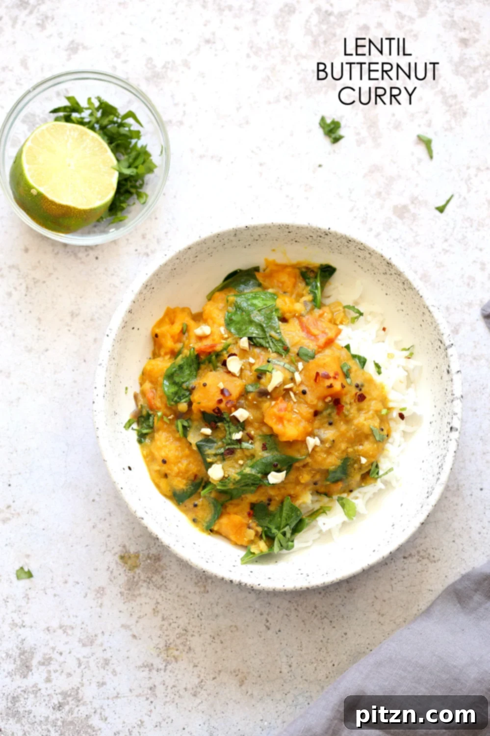 Instant Pot Red Lentil Butternut Squash Curry. This Warming lentil butternut or pumpkin curry is creamy and comforting. 1 Pot, make in a Pressure cooker or Saucepan. #Vegan #Glutenfree #Soyfree #nutfree #Recipe #veganricha | VeganRicha.com