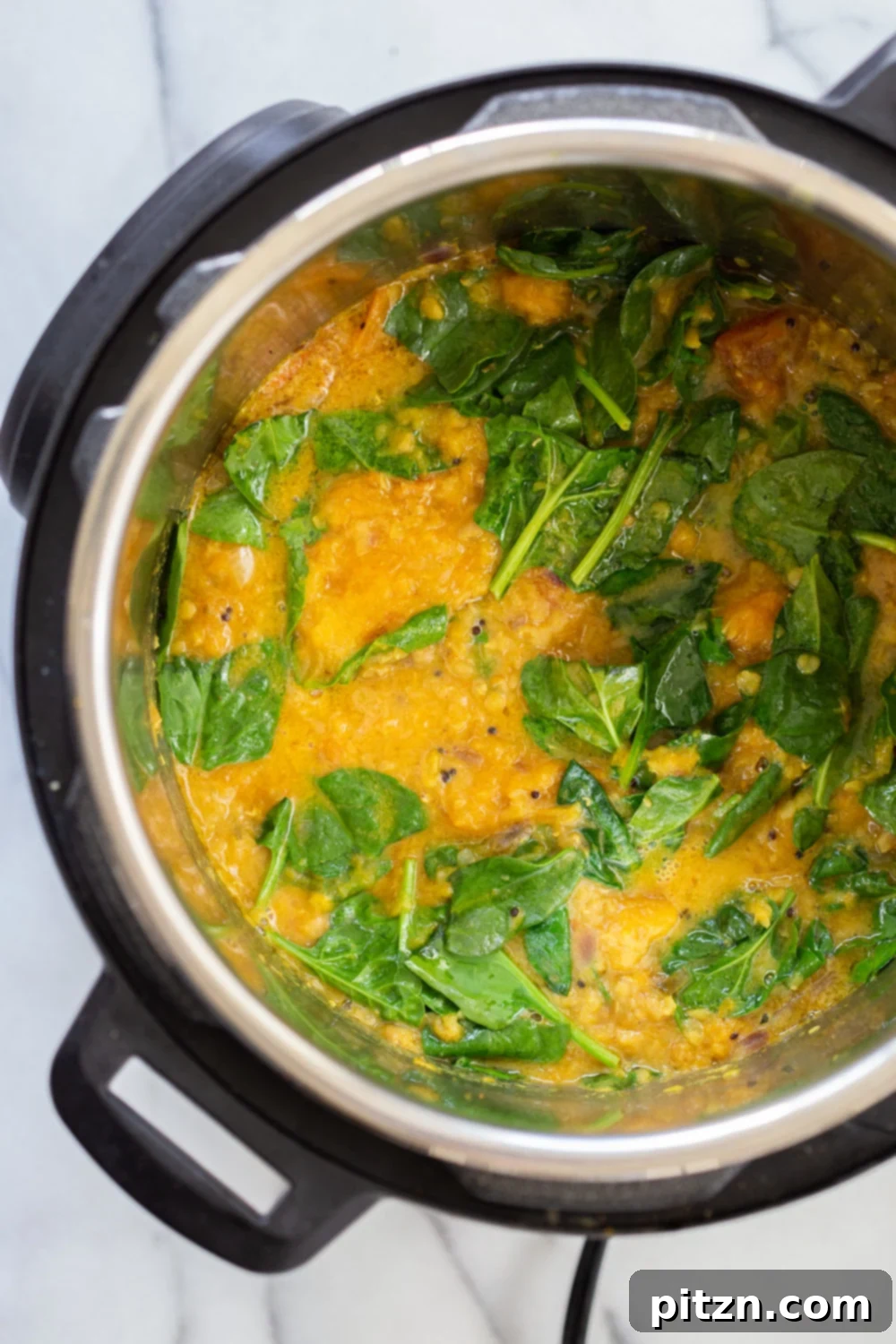 Lentil Butternut Squash Curry pictured in the Instant Pot pressure cooker
