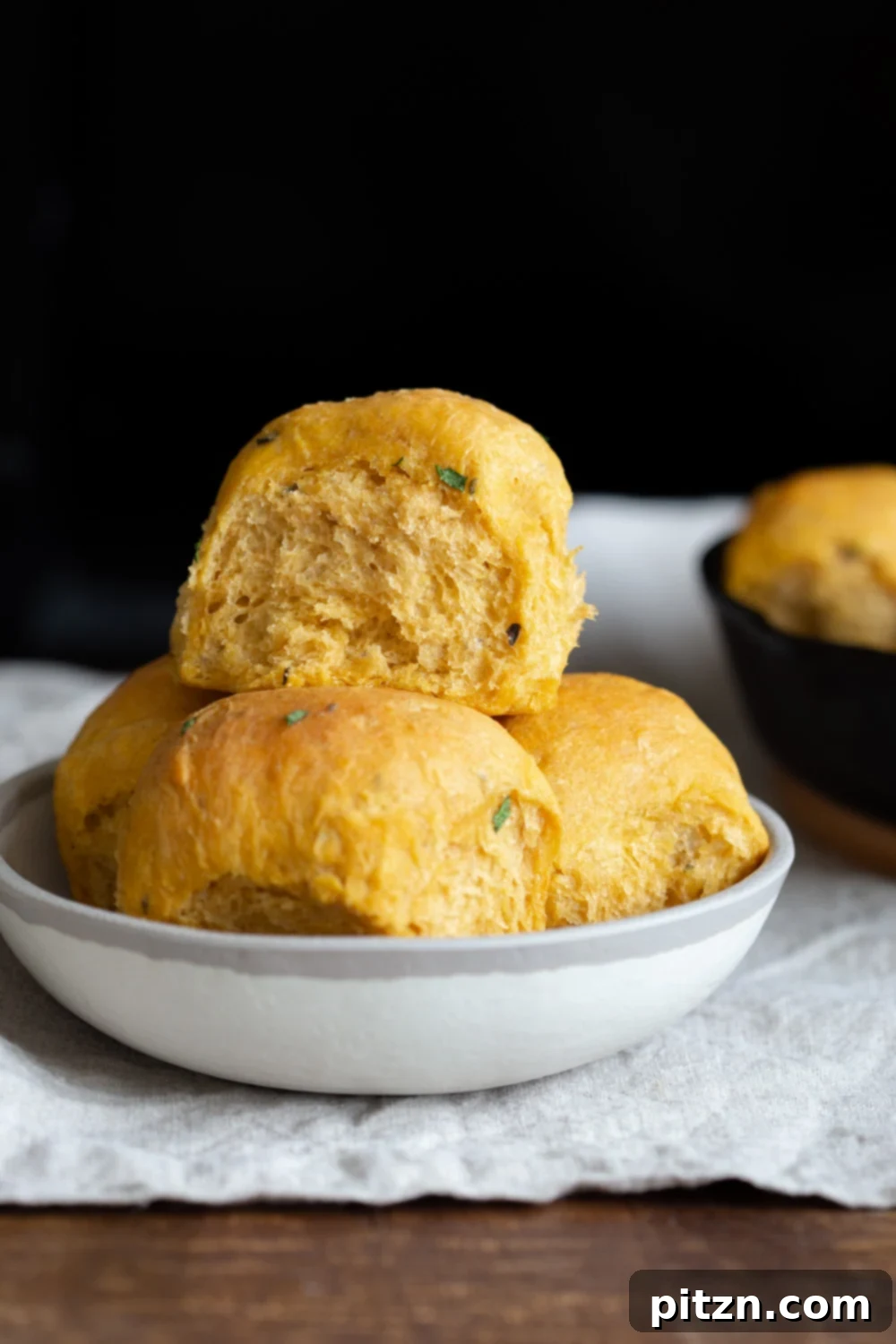 Soft Herbed Vegan Sweet Potato Dinner Rolls 2 Vegan Sweet Potato Rolls - Soft Herb Dinner Rolls. 7 Ingredients, 1 Bowl, Freezer friendly, No Added Sugar, Almost No Knead. Melt in your mouth sweet potato bread rolls. #Vegan #veganRicha #Soyfree #Nutfree Palm Oil-free #Recipe