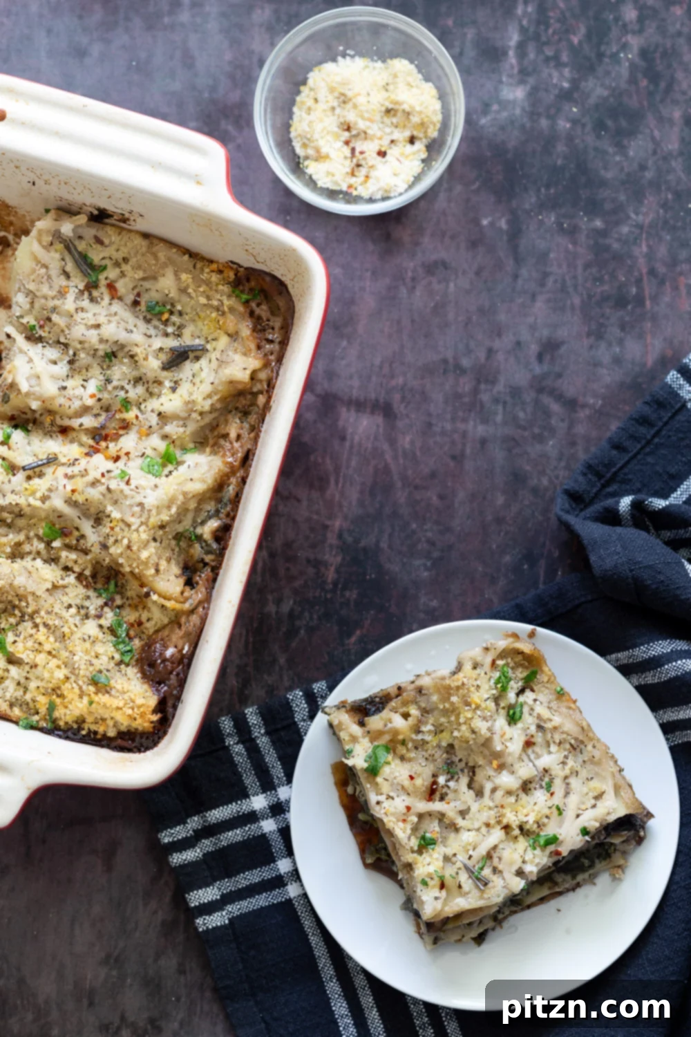 Decadent Vegan Mushroom Lasagna 2 Delicious Creamy Vegan Mushroom Lasagna with baked portobello mushrooms and garlic sauce