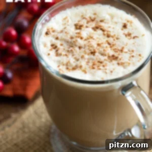 Vegan Gingerbread Latte in a mug, ready to drink.