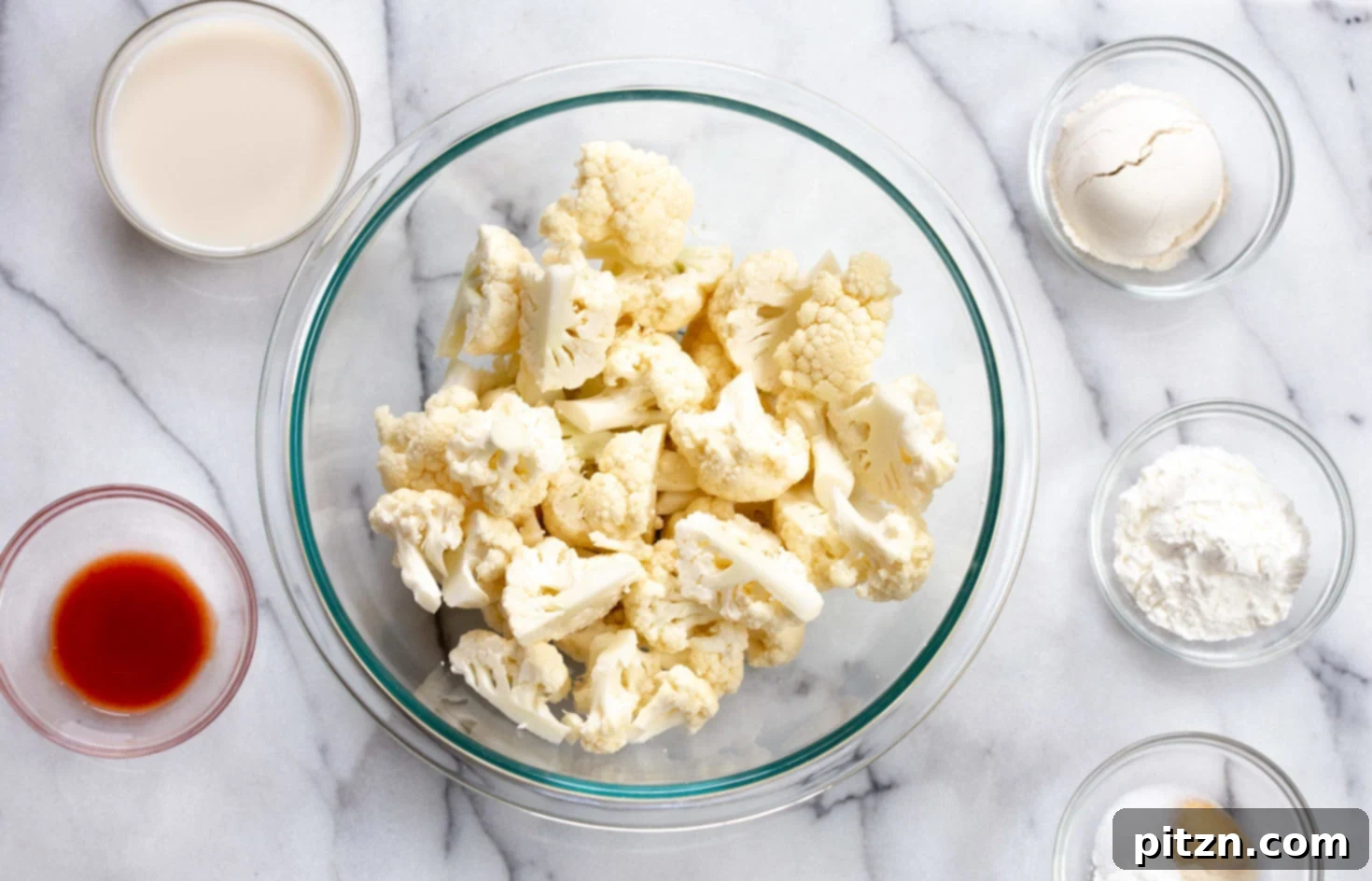 Nashville Heat Vegan Cauliflower Poppers 4 Gather your ingredients for these amazing Vegan Nashville Hot Cauliflower Wings. A simple pantry of spices, flour, non-dairy milk, and fresh cauliflower is all you need.