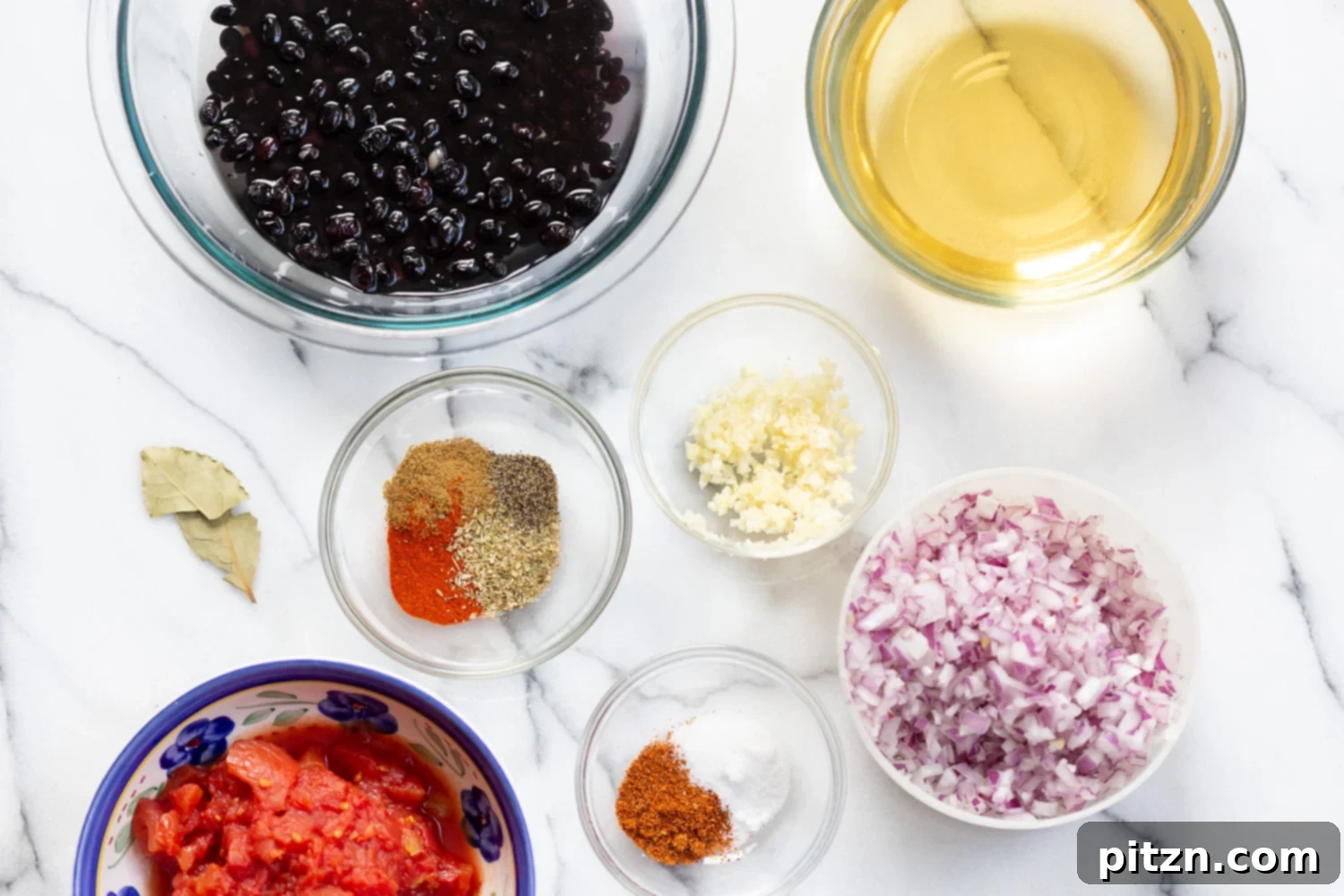 vegan black bean soup overhead shot of all ingredients needed for making vegan black bean soup in an Instant Pot