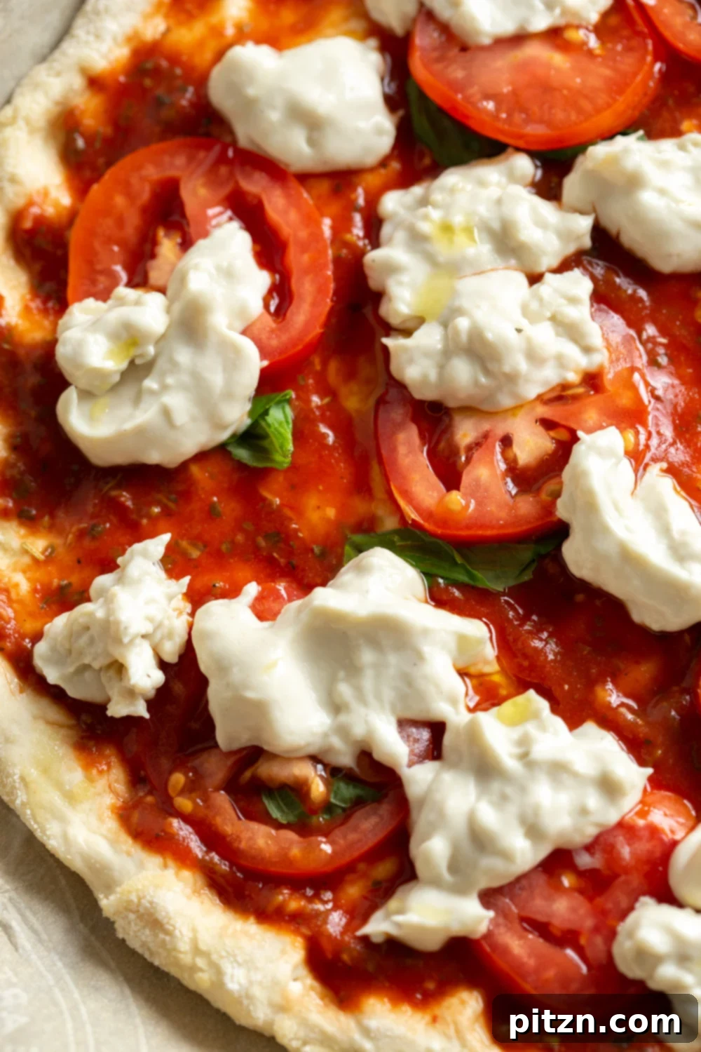 Our Vegan Margherita Pizza on parchment
