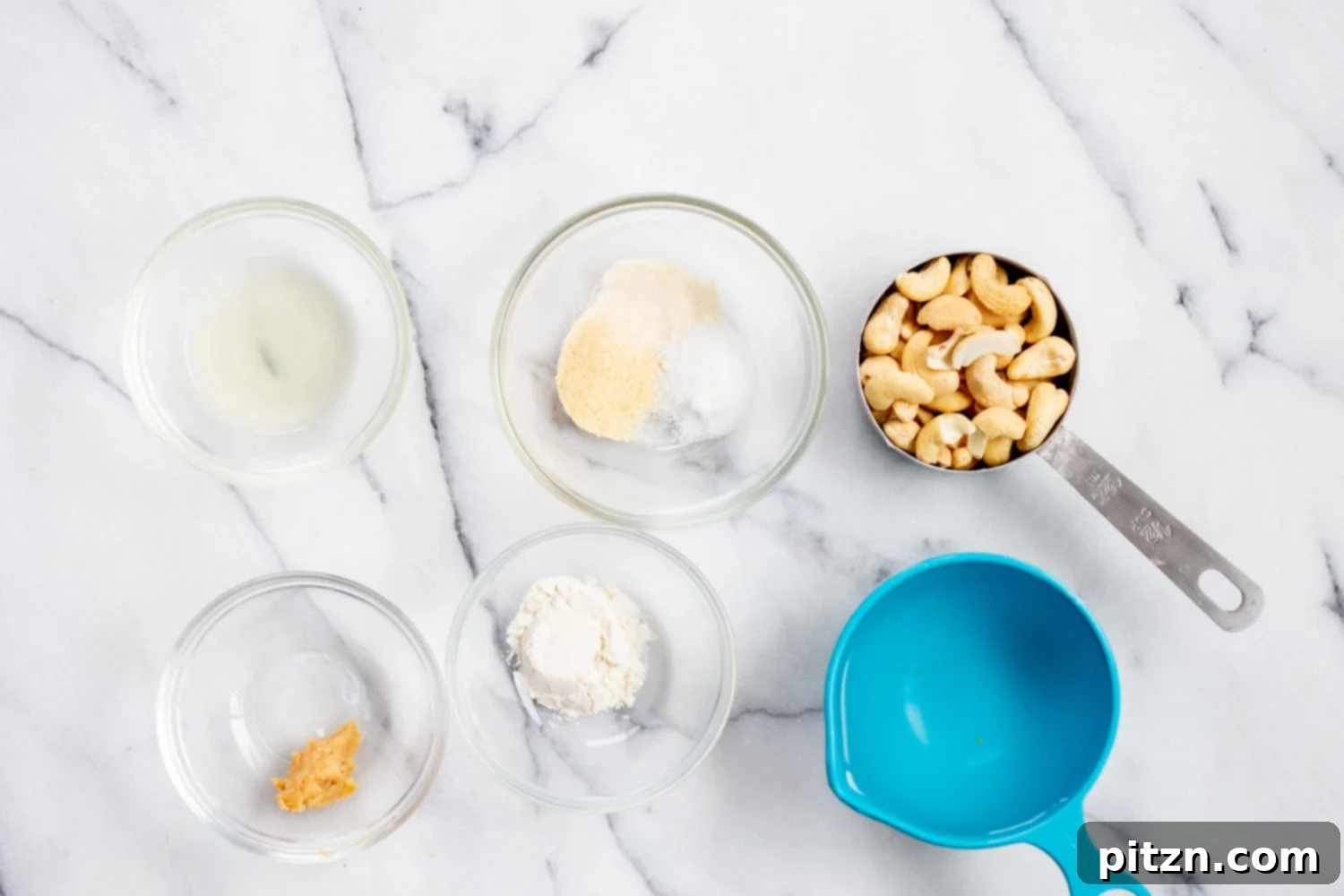 Ingredients for cashew mozzarella for our Vegan Margherita Pizza