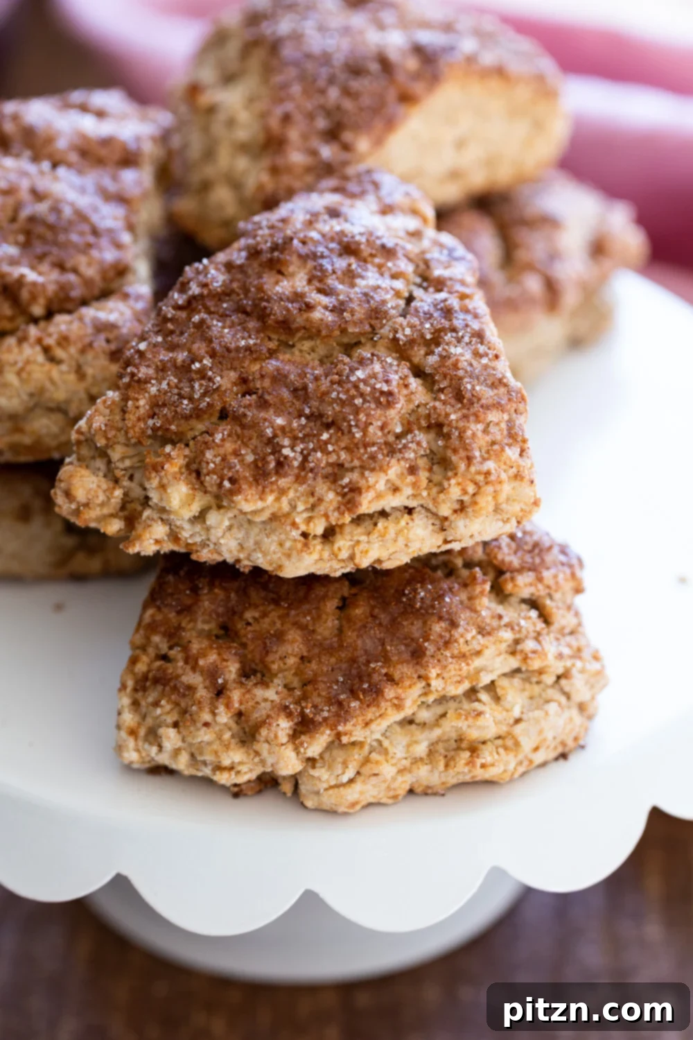 These Vegan Churro Scones need just 1 Bowl, 8 Ingredients and have No Added Oil! Crisp Vegan Cinnamon Scones for breakfast or Dessert. #Vegan #scones #Churroscones #Veganscones #VeganRicha #Nutfree option