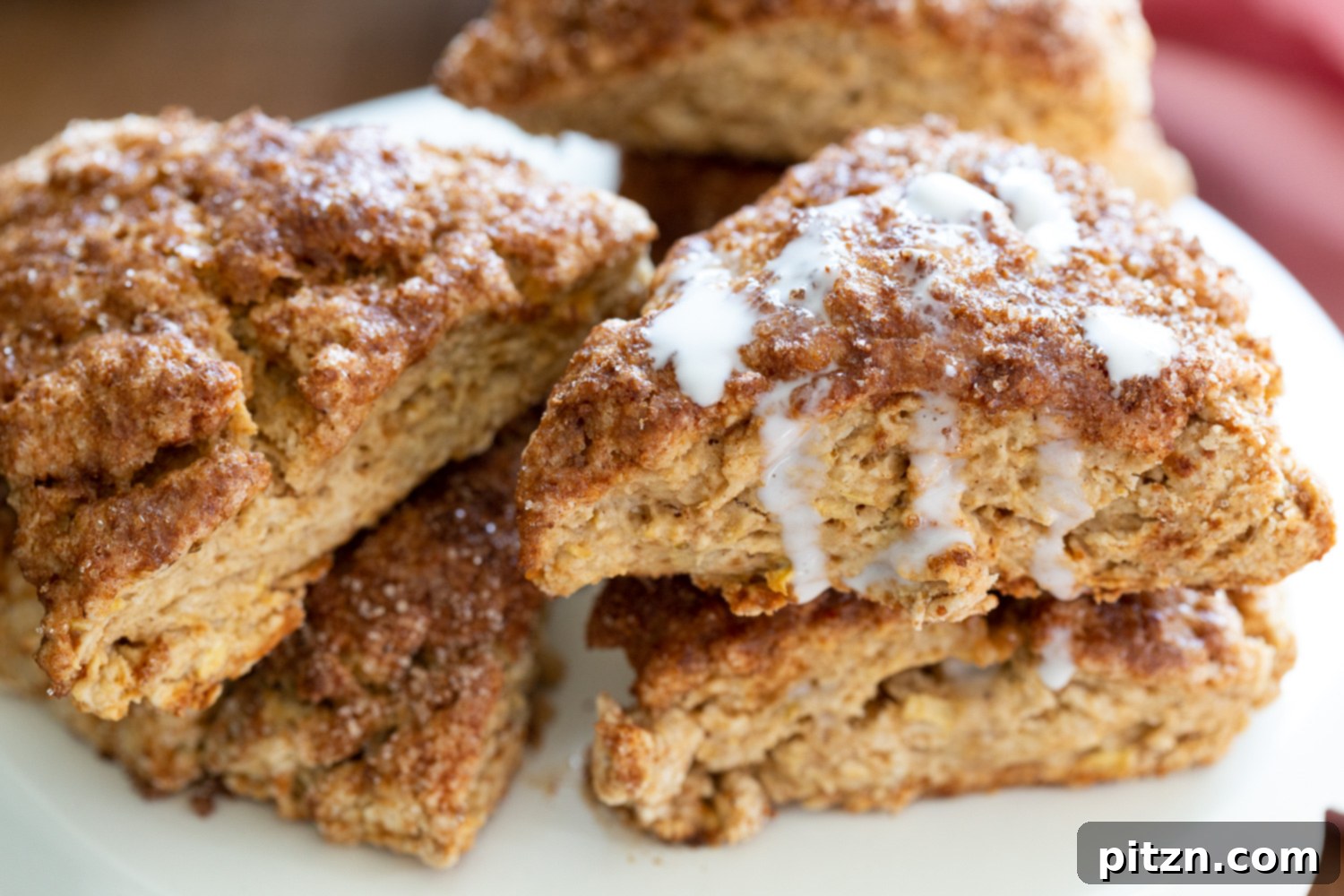 These Vegan Churro Scones need just 1 Bowl, 8 Ingredients and have No Added Oil! Crisp Vegan Cinnamon Scones for breakfast or Dessert. #Vegan #scones #Churroscones #Veganscones #VeganRicha #Nutfree option