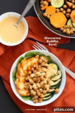 26 Vibrant Vegan Bowl Recipes 16 Shawarma Chickpea Sweet Potato Buddha Bowl with Lemon Tahini Dressing. A delicious and satisfying vegan, gluten-free, soy-free, and nut-free recipe.