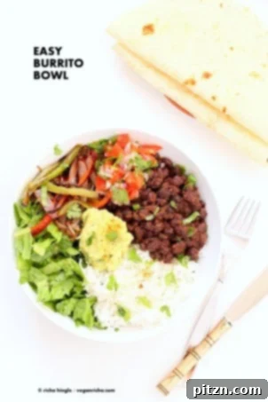 26 Vibrant Vegan Bowl Recipes 22 Easy Black Bean Burrito Bowl. A DIY Chipotle-style burrito bowl with spicy black beans, roasted peppers and veggies, zesty guacamole, pico de gallo, and fresh lettuce. Vegan, Gluten-free, Soy-free bowl recipe.