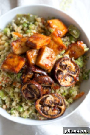 Tofu Transformed: Stir-fries, Marinades, Curries, Sandwiches, and Beyond 12 Eggplant & Tofu in Soy Lime Sauce - Baked Eggplant Stir Fry. An easy one-pot meal, customizable with other vegetables. Vegan, gluten-free, nut-free recipe. | VeganRicha.com