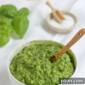 Effortless Plant-Based Pesto 10 Vegan Pesto in a white bowl