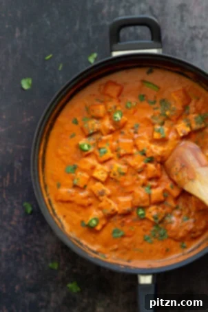 Vegan Paneer Lababdar with Tofu. Tofu with Luscious Tomato Cashew Ginger Sauce. Use this Delicious Indian Sauce with other proteins, chickpeas, veggies, chickpea tofu, tempeh, seitain. #VeganRicha #Paneerlababdar #Vegan #Glutenfree #Recipe Nutfree Soyfree options