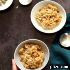 Vegan Almond Halwa - Instant Pot Badam Halwa in white and grey bowls