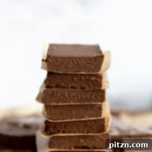 Vegan Chocolate Avocado Freezer Fudge Bars on parchment