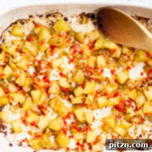 Easy Crispy Vegan Breakfast Potatoes 4 Breakfast Potatoes in a white baking dish