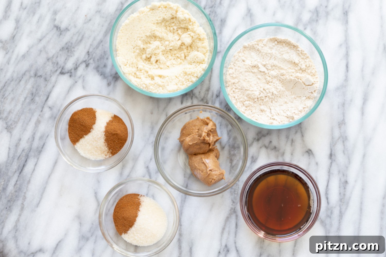 Snickerdoodle bites Overhead shot of ingredients for making Snickerdoodle Bites