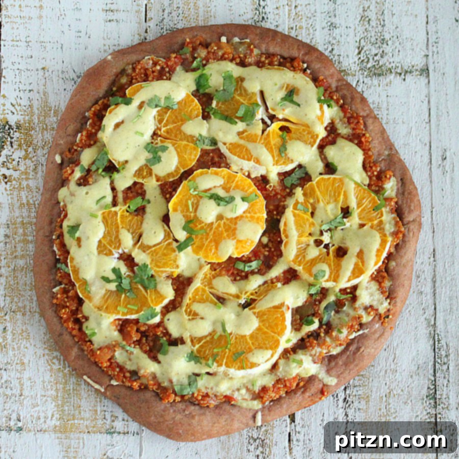 Rye-Crusted Revolution: Vegan Sloppy Joe Pizza with Citrus Kiss and Jalapeno Kick 3 Quinoa Sloppy Joes Pizza with Rye Crust, Orange slices, Jalapeno Aioli |VeganRicha.com #vegan #pizza