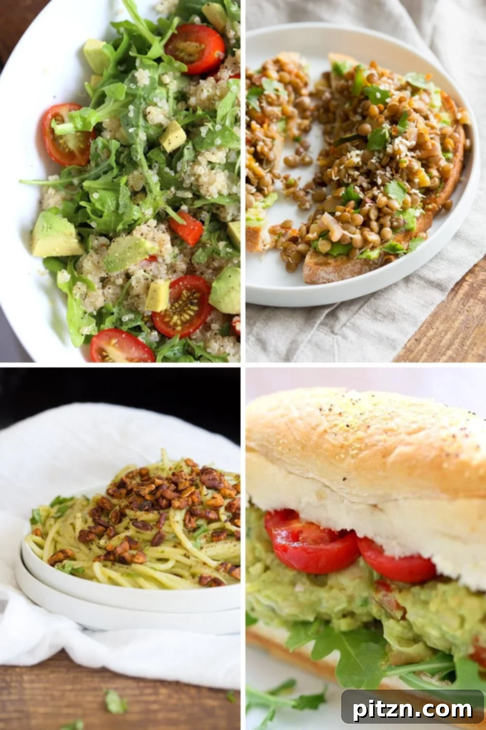 Summer Harvest: Your Guide to Seasonal Eats and Vegan Delights 2 A collage of various vegan avocado recipes, including avocado toast, salads, and sandwiches, highlighting its versatility in summer meals.