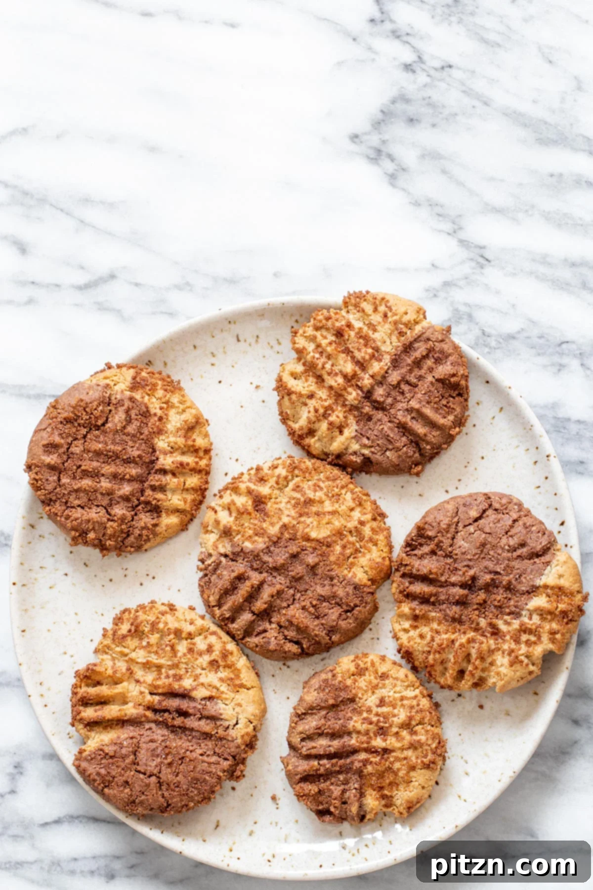 pumpkin spice snickerdoodles A plate displaying a stack of Vegan Chocolate Pumpkin Spice Snickerdoodle cookies, ready to be enjoyed