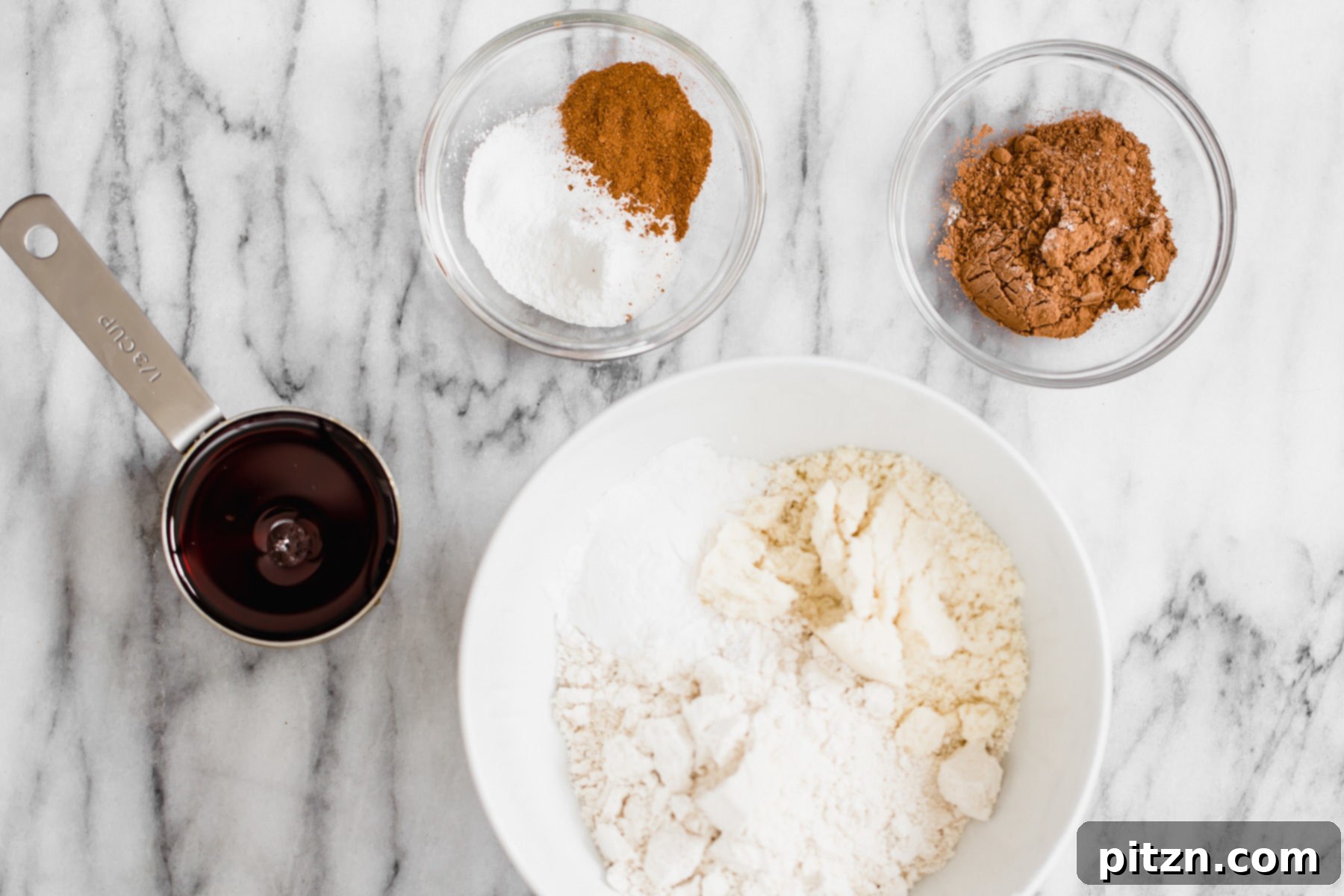 vegan snickerdoodles Overhead shot of ingredients laid out for making vegan snickerdoodle cookies