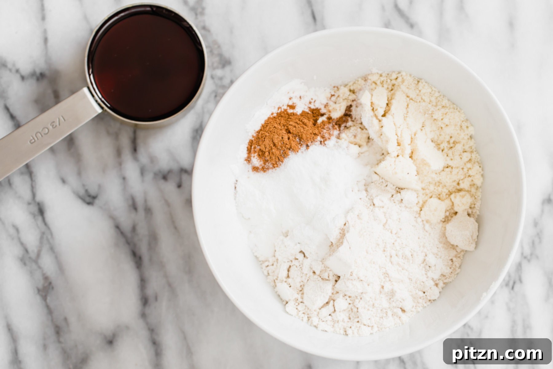 vegan snickerdoodles Dry ingredients for Vegan Pumpkin Spice Snickerdoodles being mixed in a bowl