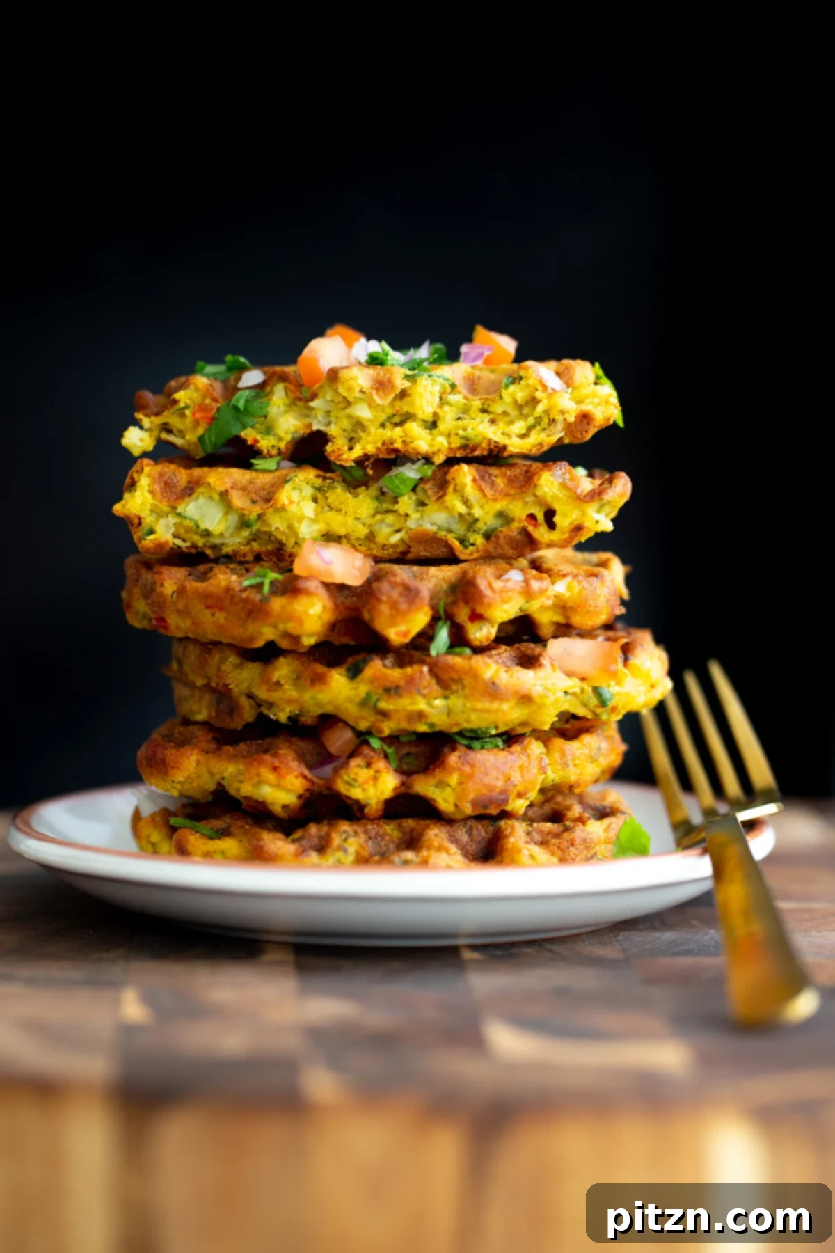 chickpea flour waffles a stack of vegan savory chickpea flour waffles