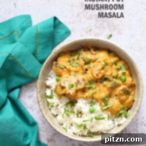 Veganuary Dash: 15 Quick 30-Minute Plant-Powered Meals 4 A rich Instant Pot Mushroom Masala, featuring mushrooms and peas in a creamy, savory sauce.