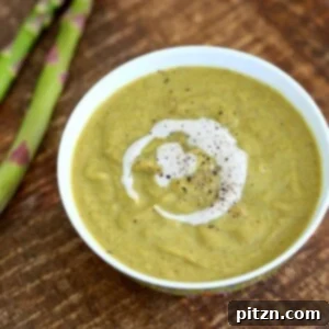 Roasted Asparagus Basil Soup, creamy and green