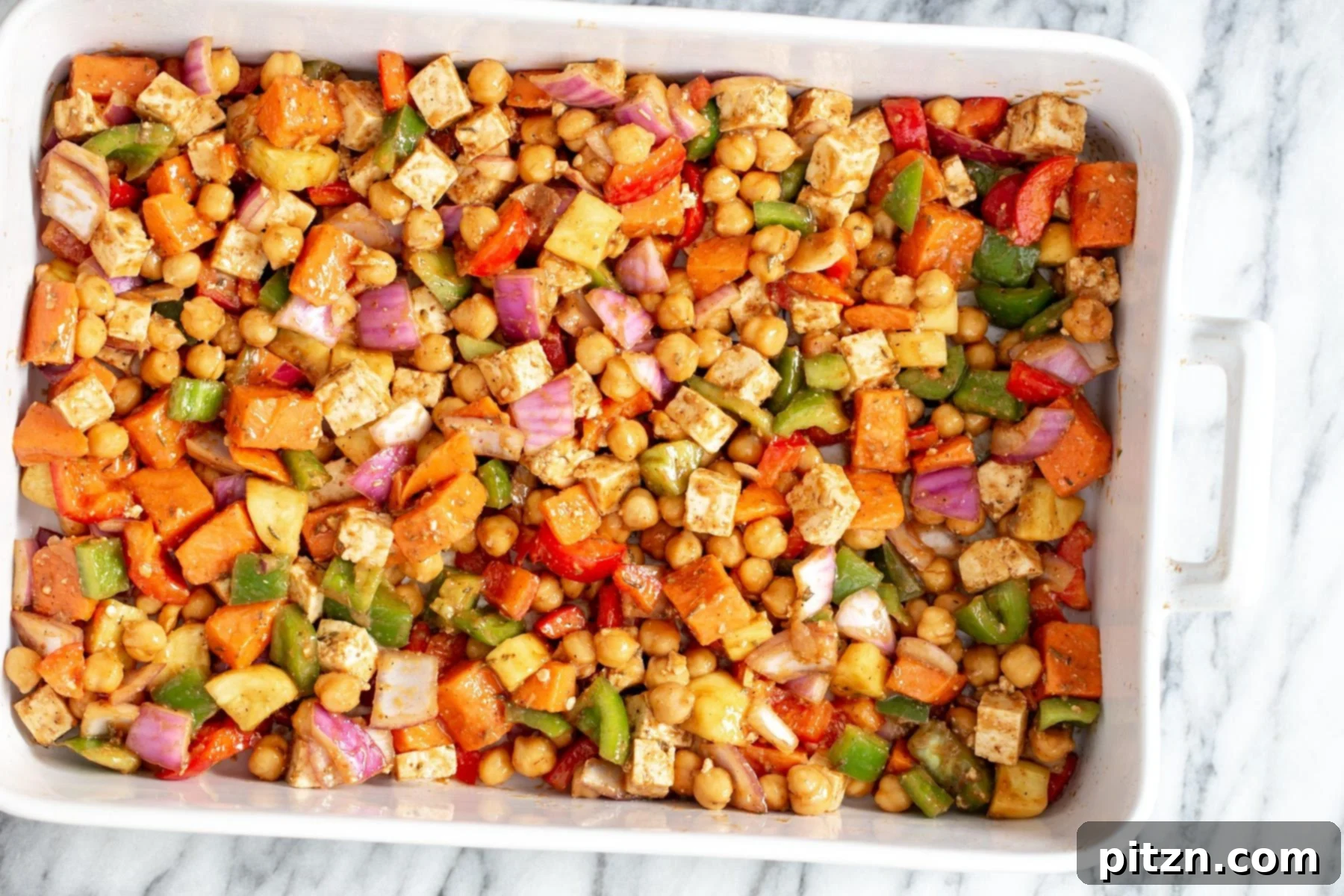 Cheeseburger Sheet Pan Veggies with Garlic Aioli 9 Cheeseburger veggie bake ready to go into the oven