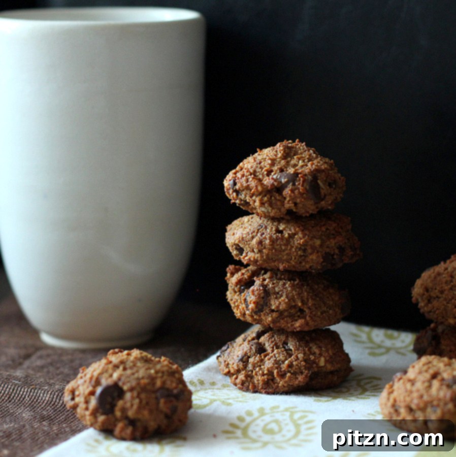 Ginger Banana Chocolate Chip Almond Oat Cookies Vegan Gluten Free Oil Free Sugar Free 11 Final shot of baked Ginger Spiced Banana Almond Oat Cookies