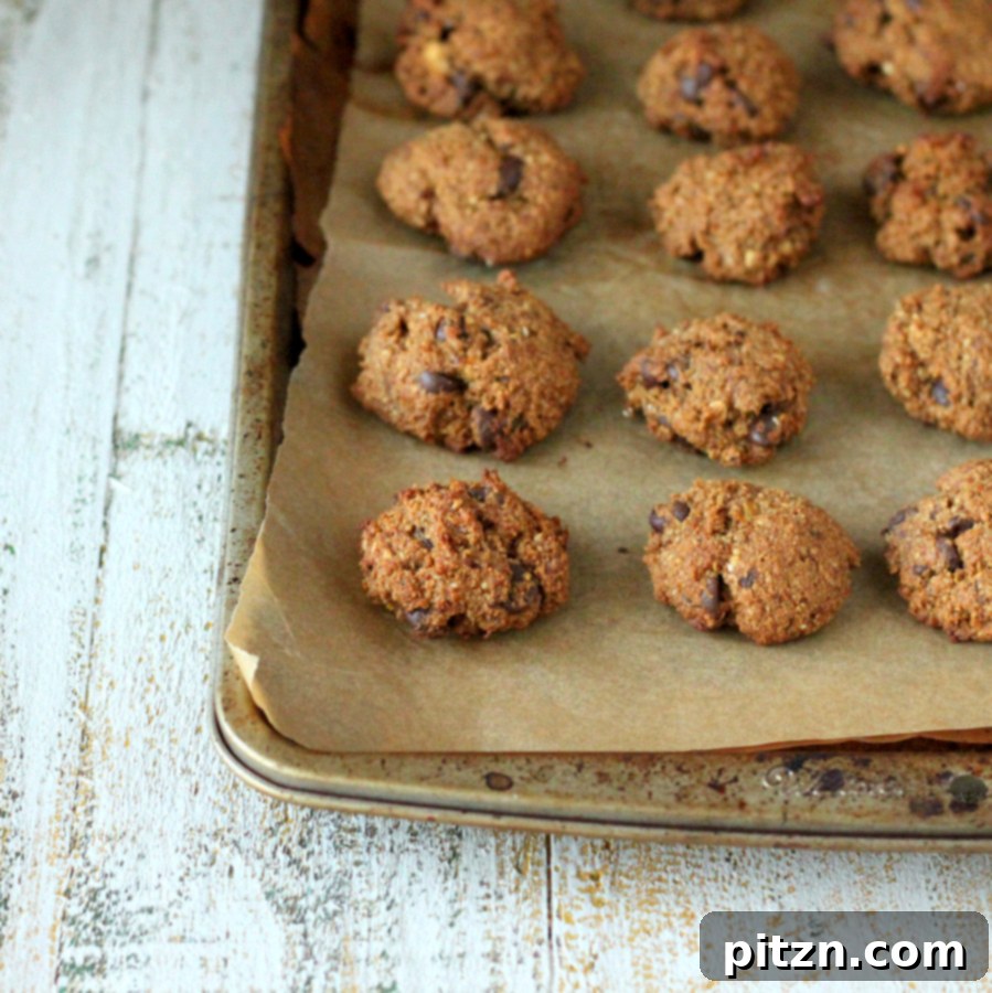 Ginger Banana Chocolate Chip Almond Oat Cookies Vegan Gluten Free Oil Free Sugar Free 3 Close-up of freshly baked Banana Almond Oat Cookies