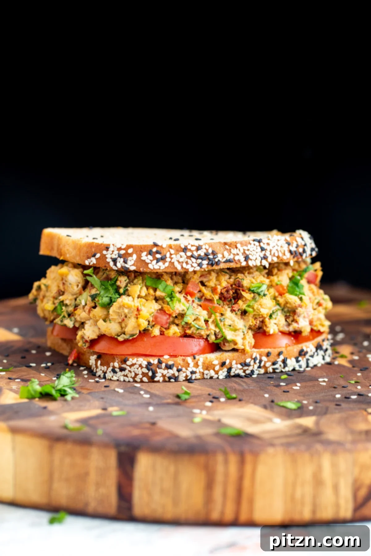 Vibrant Mediterranean Chickpea Sandwich 2 Mediterranean Sandwich with chickpea salad with lemon tahini dressing