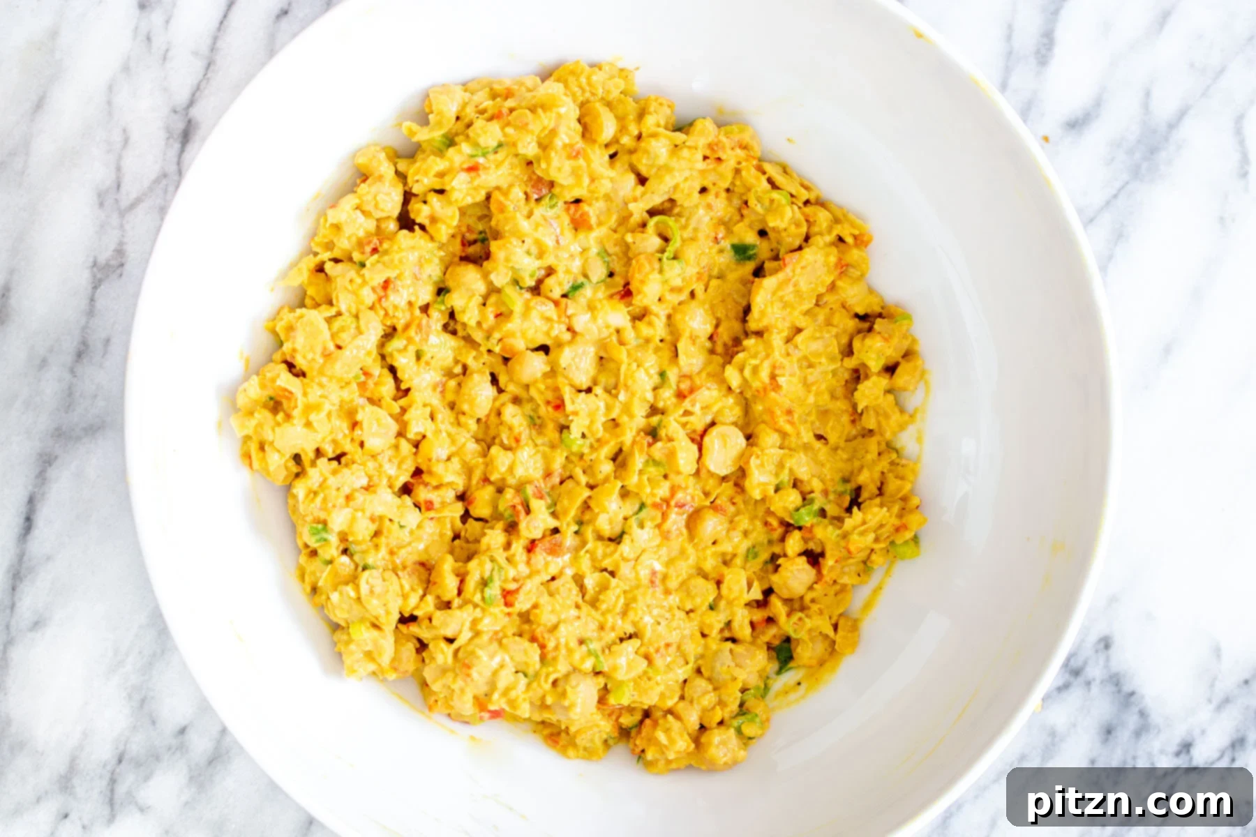 chickpea breakfast vegan chickpea scramble in a white bowl