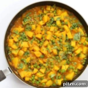 Vegan Bombay Potatoes and Peas in a bowl