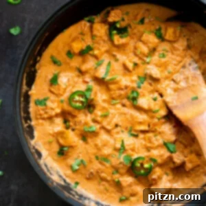 Tofu Amritsari Masala in a bowl, spicy smoky creamy tomato sauce