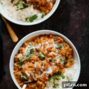 Lentil Curry Casserole served in a baking dish