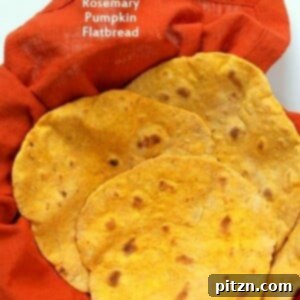 Rosemary Pumpkin Flatbread, Yeast-free, served on a board