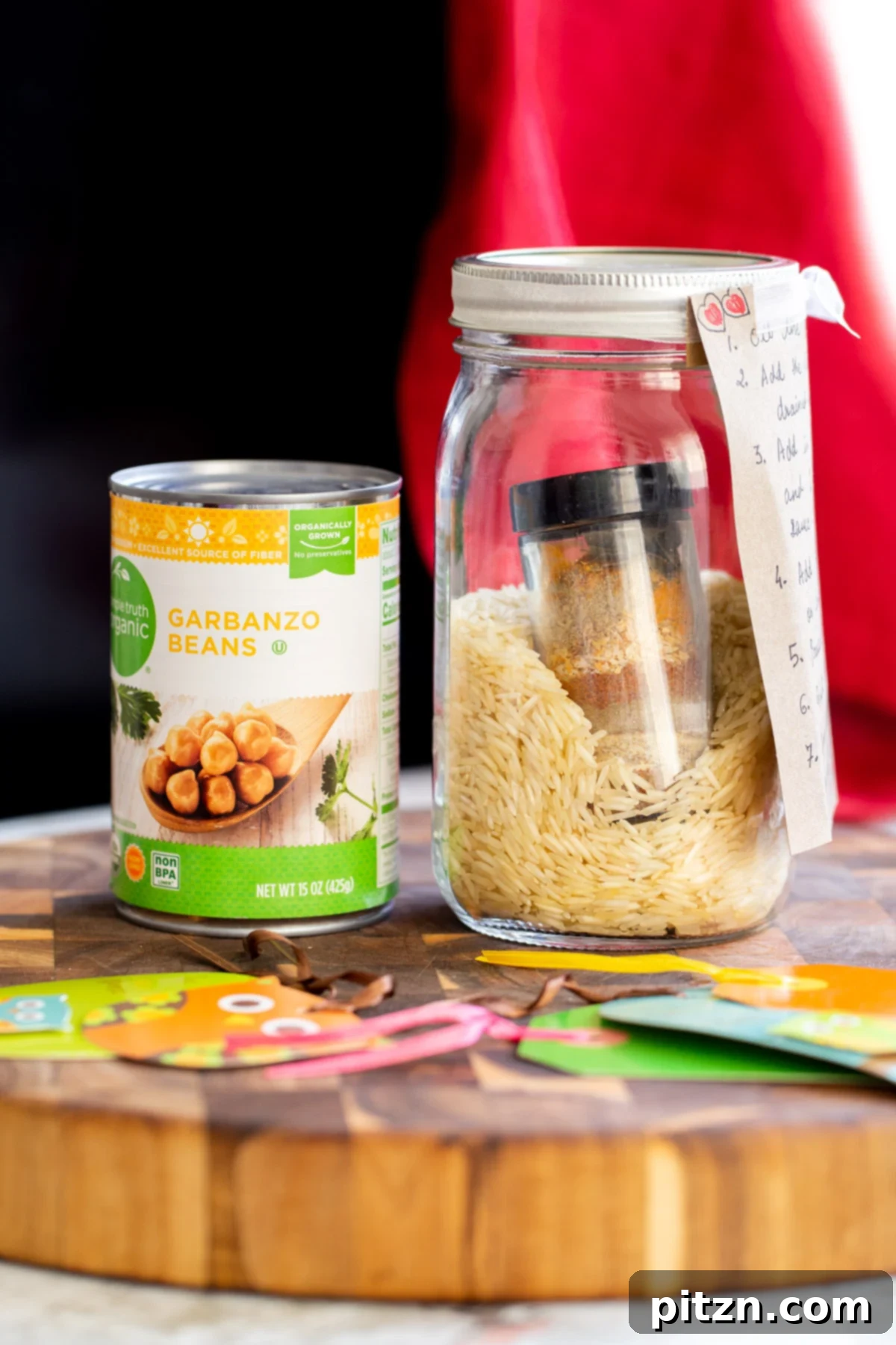 chickpea fried rice chickpea fried rice mix in a jar next to a can of chickpeas