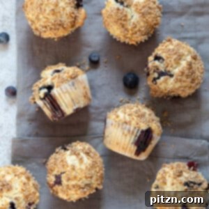 Vegan Blueberry Muffins on grey napkin