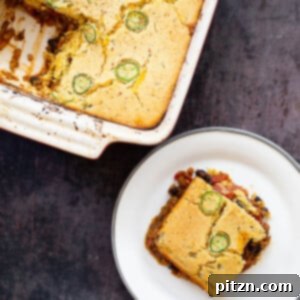 Vegan Jalapeno Chili Cornbread Casserole, a cozy one-dish meal.