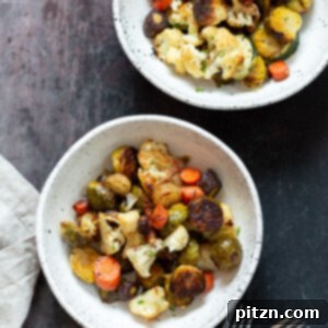 Roasted Brussels Sprouts and Cauliflower with fresh herbs and black pepper. Roasted Veggies Bowl.#Vegan #Glutenfree Nutfree Soyfree #Recipe #VeganRicha
