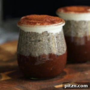 Vegan Tiramisu Chia Seed Pudding in weck jars