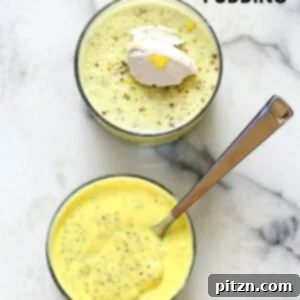 Lemon Curd Chia Pudding. Thick Lemon Coconut Pudding with Chia seeds. This zesty pudding is a refreshing treat for Summer. Serve wih whipped coconut cream. Vegan gluten-free nut-free soy-free Recipe | VeganRicha.com #glutenfree #veganricha #vegan