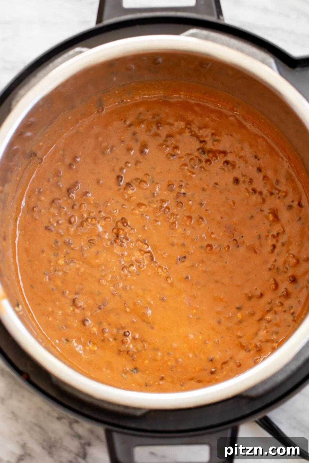 Instant Pot Dal Bukhara - Dump and Done Creamy Black Lentil Perfection 14 A pot of rich, creamy Instant Pot Dal Bukhara, perfectly cooked and ready to be served, showcasing its luxurious texture.