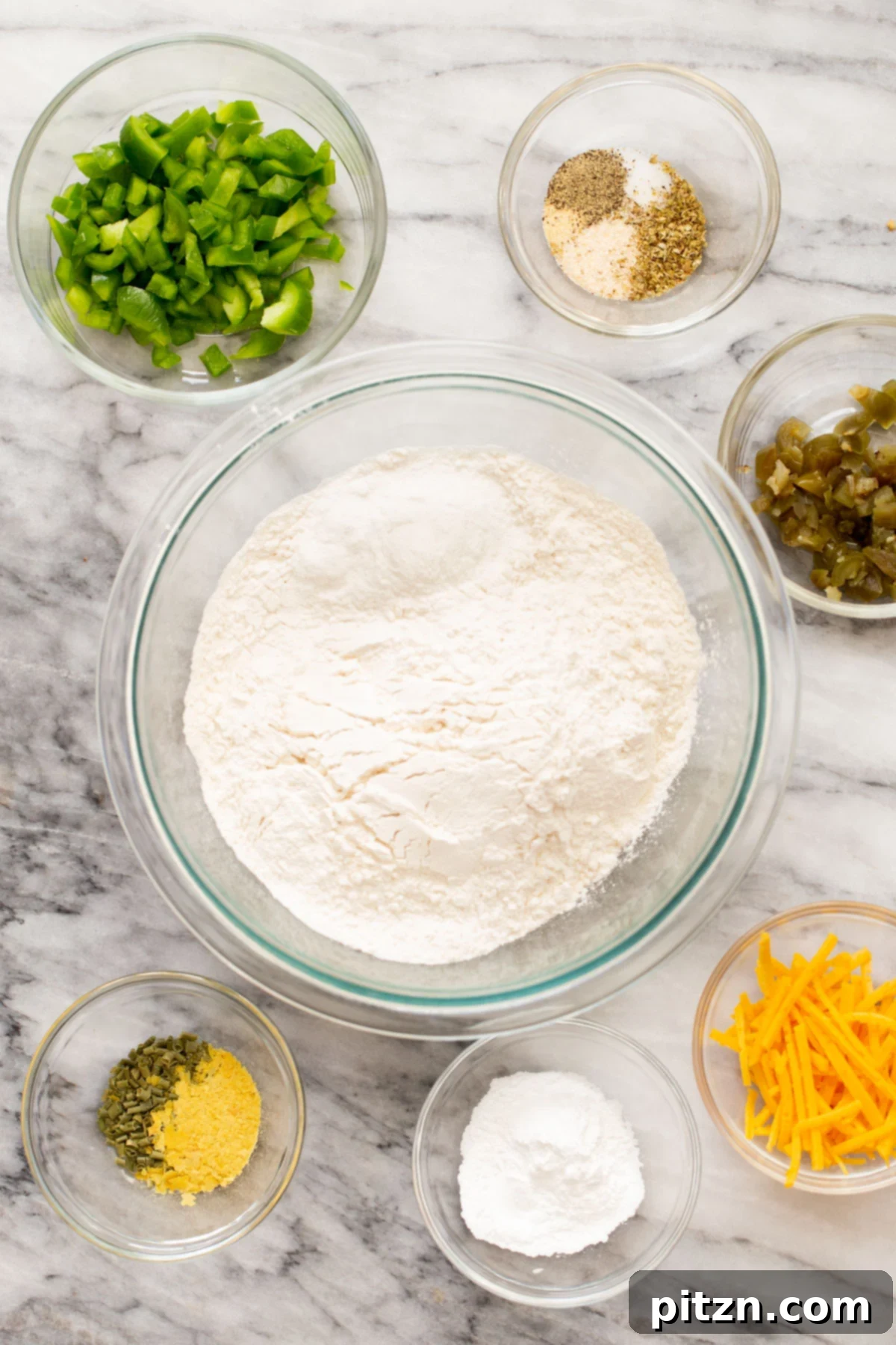 Kickin' Vegan Cheddar Jalapeno Waffles 6 ingredients needed for making vegan cheddar jalapeno waffles