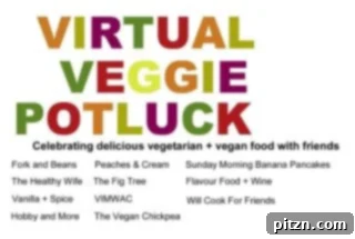 Rainbow Veggie Wraps with Sun-Kissed Tomato Chutney 4 Virtual Potluck banner showcasing a community of food bloggers sharing vegan recipes.
