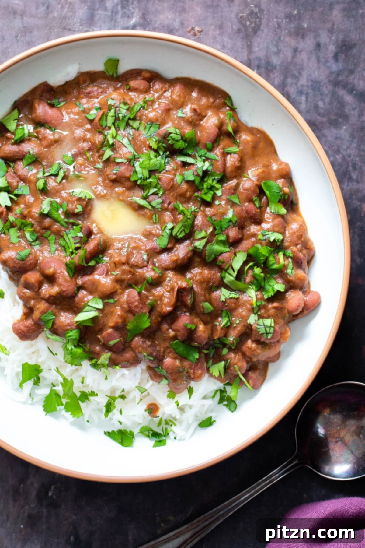 Instant Pot Dhaba Rajma: Authentic & Easy Kidney Bean Curry 15 Indian Dhaba Wale Rajma served alongside fluffy white rice, generously sprinkled with fresh cilantro