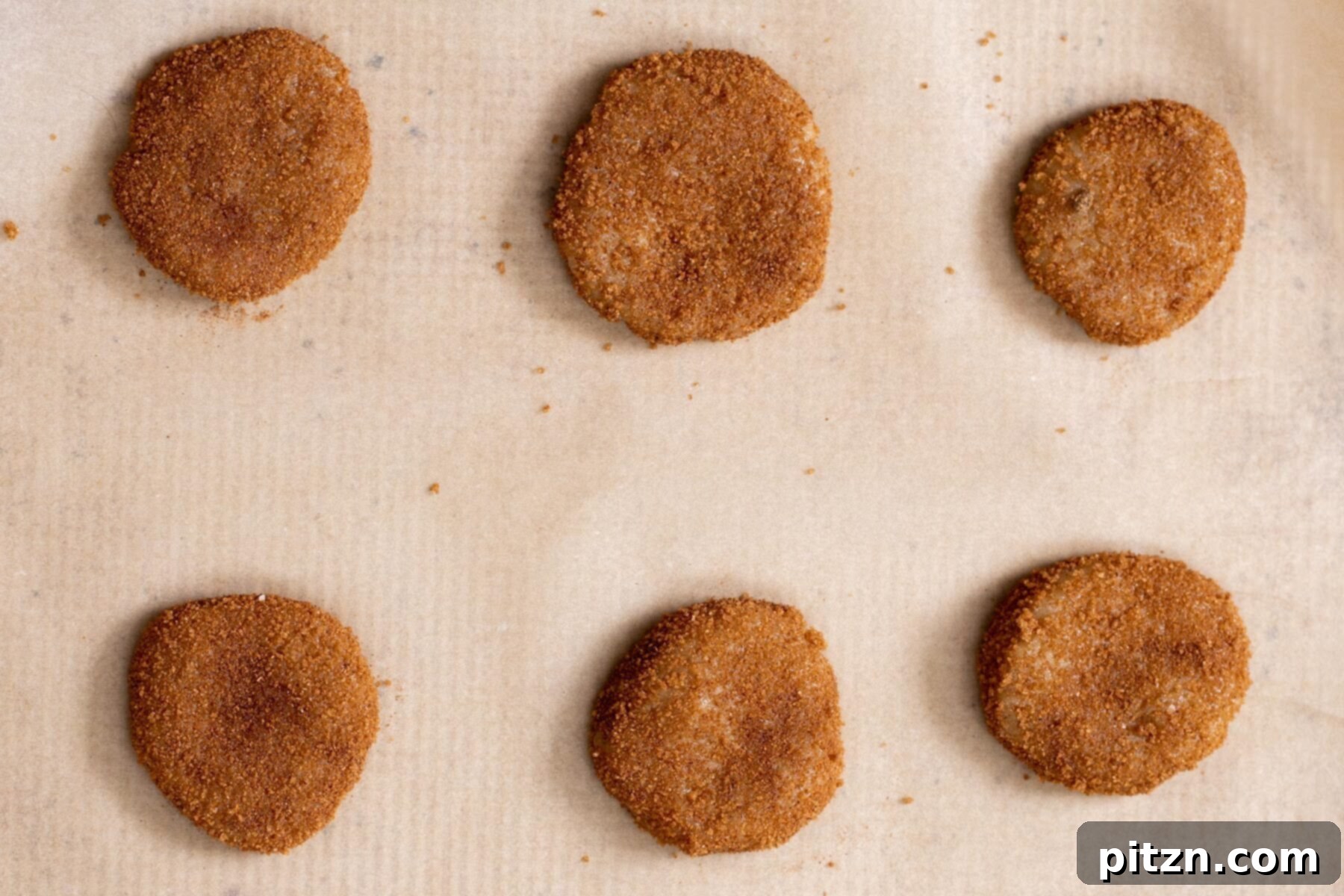 Soft and Chewy Gluten-Free Almond Flour Snickerdoodles 11 Unbaked vegan snickerdoodles cookie batter, perfectly coated in cinnamon sugar, arranged on a parchment-lined sheet pan, ready for the oven.